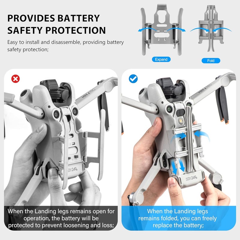 STARTRC جهاز هبوط ميني 4 برو لطائرة DJI ميني 4 برو، واقي أرجل الهبوط القابلة للطي الممتدة - Image 5